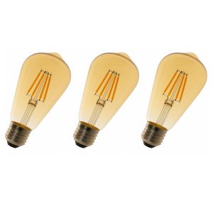 Pack x3 bombilla LED st64 E27 edison filamento 8w 750lm luz cálida 2700k