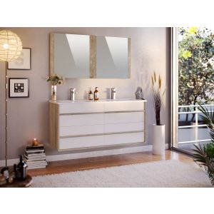 Mueble de baño 120 cm tawa 4 cajones roble y blanco t-bath