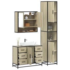 Set de muebles de baño 3 pzas madera contrachapada roble sonoma esb6838