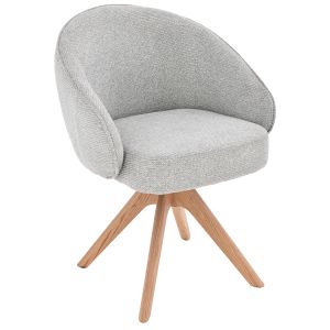 Sillon giratorio madera tela gris patas madera