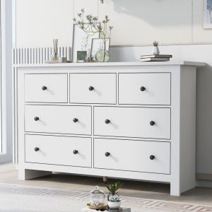 Aparador para comedor cocina 7 cajones blanco 89x152x40cm