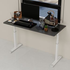 Escritorio ajustable para estudio y oficina metal y madera gris
