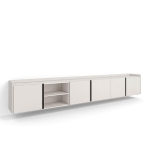 Mueble tv, 309x35x50cm, beige, colgado, suspendido rf4566