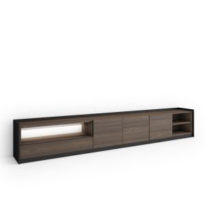 Mueble tv, 310x37x50cm, roble oscuro y negro, LED rf4903