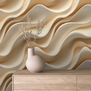 Papel pintado 3d ondas suaves beige 60cm por 250cm