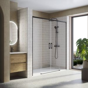 Mampara 145 cm yaiza negro transparente