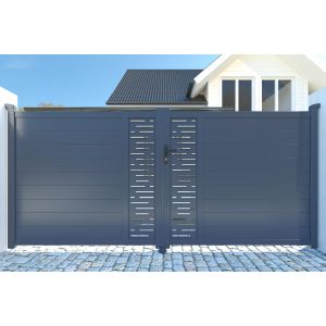 Puerta batiente 3m arlberg alt.160cm aluminio gris + 2 postes elda + moto