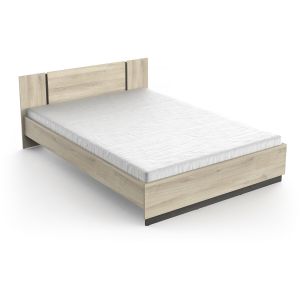 Cama doble de madera watson - 140 x 200 cm - marrón