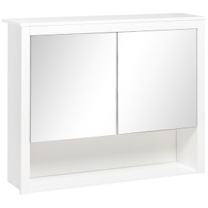 Armario de pared mdf, melamina de madera, vidrio color blanco 80x20x65 cm