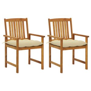 vidaXL sillas de jardín con cojines 2 unidades madera maciza de acacia