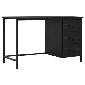 vidaXL escritorio industrial con cajones acero negro 120x55x75 cm