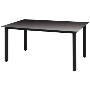 vidaXL mesa de jardín de aluminio y vidrio negra 150x90x74 cm