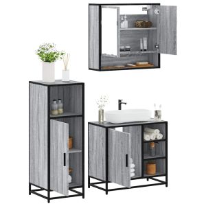 Set de muebles de baño 3 pzas madera contrachapada gris sonoma esb5021