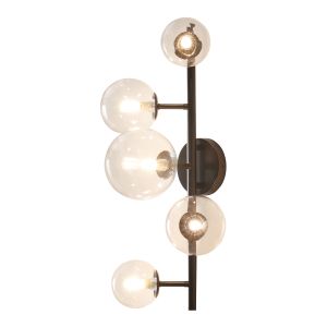 Lámpara de pared makkor 5 pantallas de cristal g9 metal 62x35x24 cm - negro