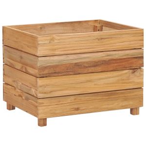 vidaXL arriate elevado madera de teca reciclada y acero 50x40x38 cm