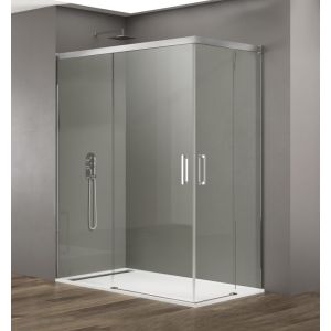 Mampara angular basic transparente cromo 90x80 cm