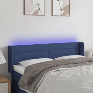Cabecero con LED de tela azul 147x16x78/88 cm eso1866