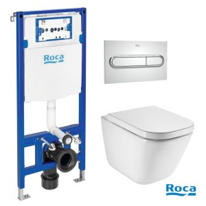 Roca duplo cisterna, pulsador pl1 cromo br con inodoro susp roca the gap