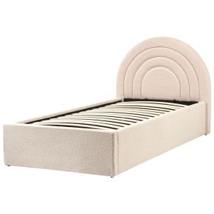 Cama infantil con almacenaje anet bouclé beige 90 x 200 cm