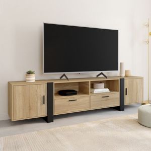 Mueble de tv de diseño en madera negra - 200 cm