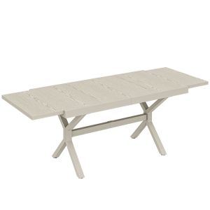 Mesa jardín extensible 214x85x73 cm aluminio, acero color gris Outsunny