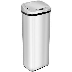 Cubo de basura 33x25x84cm abs, acero inoxidable color gris Homcom