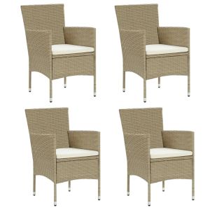 vidaXL sillas de jardín 4 unidades ratán sintético beige