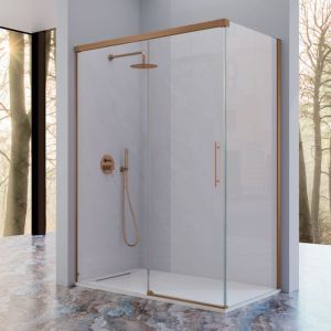 Mampara frontal con puerta corredera 151-154 cm  76 - 79  cm urban bronce