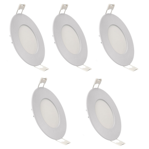 Pack x5 downlight LED empotrable 12v, 3w, luz cálida 3000k. Marco blanco
