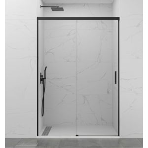 Mampara frontal basic fijo + corredera transparente negro 190 cm