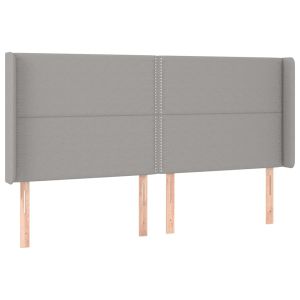 vidaXL cabecero con orejas de tela gris claro 203x16x118/128 cm