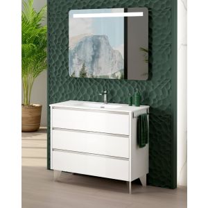 Mueble de baño al suelo con lavabo cerámico | 60 cm - blanco