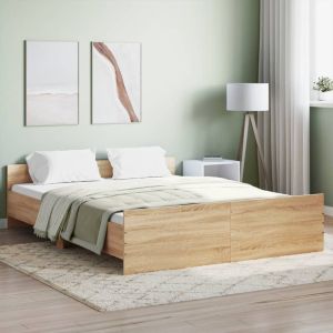 Cama con cabecero piecero roble sonoma 140x200 cm