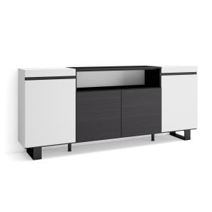 Aparador para salón, 200x35x87cm, blanco y negro, rf2297