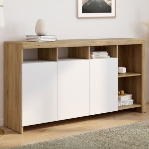 Aparador bajo moderno de madera blanca - 140 cm