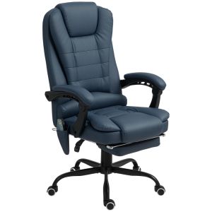 Silla de oficina con masaje y reposapiés azul 67 x 67 cm