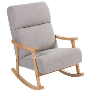 Silla mecedora 65x90x98 cm poliéster, madera de caucho color gris Homcom