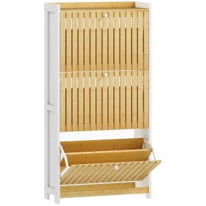 Zapatero estrecho 60x24x118 cm mdf, bambú bicolor Homcom
