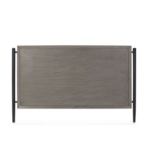 Cabecero 160x6x110 madera gris, negro, metal negro
