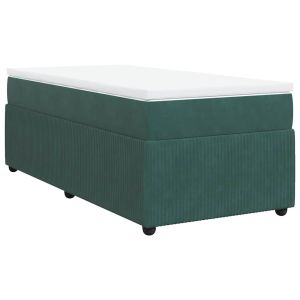 vidaXL cama box spring con colchón terciopelo verde oscuro 100x200 cm