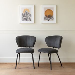 Pack de 2 sillas de terciopelo gris oscuro nilsa