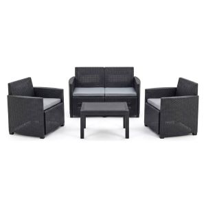 Set de sala exterior riccione, mesa, plástico negro antracita