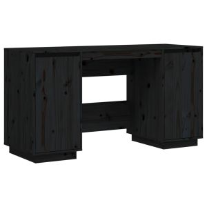 vidaXL escritorio madera maciza de pino negro 140x50x75 cm