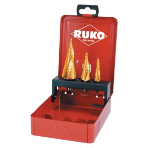 Ruko-101026t-juego 3 brocas escalonadas hss-tin tamaño nº 0/9, 1 y 2