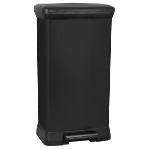 Curver cubo de basura 50l, negro, con pedal, tapa y aro para bolsa.