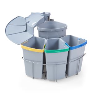 Sistema de separación de residuos kollby plástico  3x6 l + 1x12 l - gris