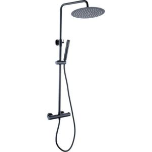 Columna de ducha termostática ebro negra mate  ø 25cm negro