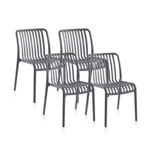 Pack 4 sillas de exterior 58x46 cm jamie gris