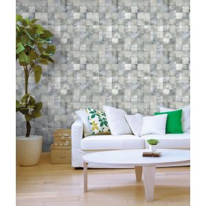 Papel pintado tnt textura cuadritos collage gris