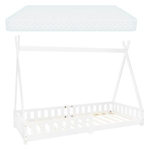 Cama infantil tipi madera de pino 90x200 cm blanca ml-design
